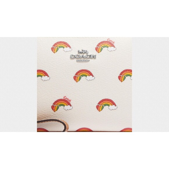 New Coach CJ657 Nolita 19 With Rainbow Print Wristlet Clutch Chalk Multi - Picture 3 of 5